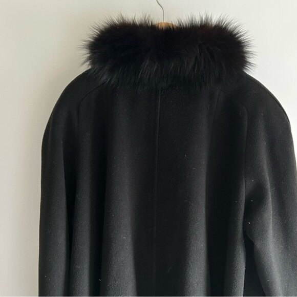 Nina Ricci vintage 1970s Wool Cashmere Fur Black Coat - Picture 10 of 13